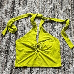 Princess Polly green Halter Crop Top with Ring Detail